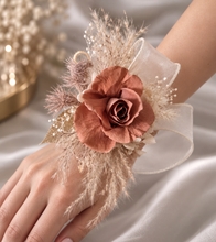 Load image into Gallery viewer, Preserved brown rose, champagne gold & neutral AB2063 - School formal, prom, graduation
