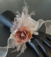 Load image into Gallery viewer, Preserved rose snap lock corsage in brown, champagne gold & neutral AB2063 - School formal, prom, graduation