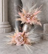 Load image into Gallery viewer, Fluffy Dusty pink & blush everlasting flowers cake topper x 2 - wedding, baby shower, engagement