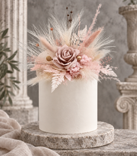 Load image into Gallery viewer, Fluffy Dusty pink & blush everlasting flowers cake topper x 2 - wedding, baby shower, engagement