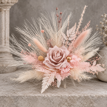 Load image into Gallery viewer, Fluffy Dusty pink & blush everlasting flowers cake topper x 2 - wedding, baby shower, engagement