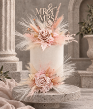 Load image into Gallery viewer, Fluffy Dusty pink & blush everlasting flowers cake topper x 2 - wedding, baby shower, engagement