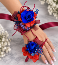 Load image into Gallery viewer, Preserved royal blue rose corsage & buttonhole AB2074 - School formal, prom, graduation