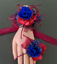 Load image into Gallery viewer, Preserved royal blue rose corsage & buttonhole AB2074 - School formal, prom, graduation