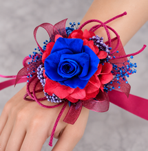 Load image into Gallery viewer, Preserved royal blue rose corsage & buttonhole AB2074 - School formal, prom, graduation