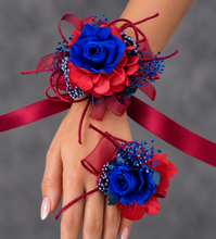 Load image into Gallery viewer, Preserved royal blue rose corsage & buttonhole AB2074 - School formal, prom, graduation