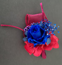 Load image into Gallery viewer, Preserved royal blue rose corsage & buttonhole AB2074 - School formal, prom, graduation