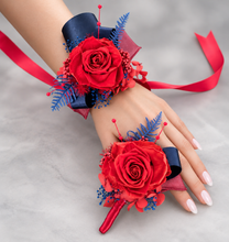 Load image into Gallery viewer, Preserved red rose corsage & buttonhole AB2076 - School formal, prom, graduation