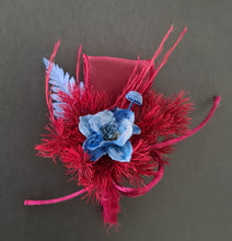 Load image into Gallery viewer, Burgundy & blue preserved flowers corsage and buttonhole set AB2077 - School formal, prom, graduation