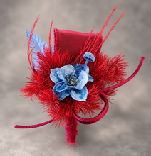 Load image into Gallery viewer, Burgundy & blue preserved flowers corsage and buttonhole set AB2077 - School formal, prom, graduation