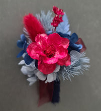 Load image into Gallery viewer, Red & blue preserved flowers corsage and buttonhole set AB2080 - School formal, prom, graduation