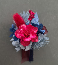 Load image into Gallery viewer, Red & blue preserved flowers corsage and buttonhole set AB2080 - School formal, prom, graduation