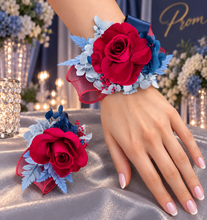 Load image into Gallery viewer, Preserved burgundy rose corsage & buttonhole AB2081 - School formal, prom, graduation
