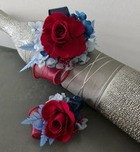 Load image into Gallery viewer, Preserved burgundy rose corsage & buttonhole AB2081 - School formal, prom, graduation