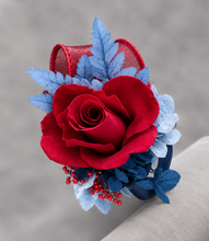 Load image into Gallery viewer, Preserved burgundy rose corsage & buttonhole AB2081 - School formal, prom, graduation