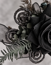Load image into Gallery viewer, Black everlasting flowers glitter corsage & buttonhole AB2093 - School formal, prom, graduation