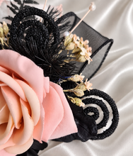 Load image into Gallery viewer, Blush & black glitter everlasting flowers corsage & buttonhole AB2097 - School formal, prom, graduation