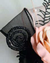 Load image into Gallery viewer, Blush & black glitter everlasting flowers corsage & buttonhole AB2097 - School formal, prom, graduation