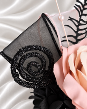 Load image into Gallery viewer, Blush & black glitter everlasting flowers corsage & buttonhole AB2097 - School formal, prom, graduation