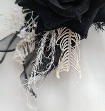 Load image into Gallery viewer, Black glitter everlasting flowers corsage & buttonhole AB2099 - School formal, prom, graduation