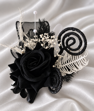 Load image into Gallery viewer, Black glitter everlasting flowers corsage & buttonhole AB2099 - School formal, prom, graduation