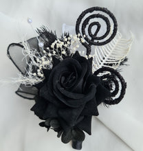 Load image into Gallery viewer, Black glitter everlasting flowers corsage & buttonhole AB2099 - School formal, prom, graduation