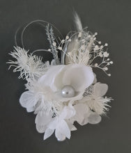 Load image into Gallery viewer, White & silver Glitter everlasting flowers corsage & buttonhole AB2101 - School formal, prom, graduation