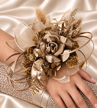 Load image into Gallery viewer, Antique gold everlasting flowers corsage & buttonhole AB2102 - School formal, prom, graduation