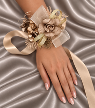 Load image into Gallery viewer, Antique and Champagne gold everlasting flowers corsage & buttonhole AB2104 - School formal, prom, graduation