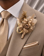 Load image into Gallery viewer, Antique and Champagne gold everlasting flowers corsage & buttonhole AB2104 - School formal, prom, graduation