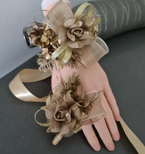 Load image into Gallery viewer, Antique and Champagne gold everlasting flowers corsage & buttonhole AB2104 - School formal, prom, graduation
