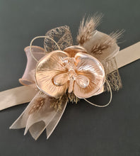 Load image into Gallery viewer, Bright orchid and champagne gold everlasting flowers corsage & buttonhole AB2105 - School formal, prom, graduation