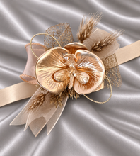 Load image into Gallery viewer, Bright orchid and champagne gold everlasting flowers corsage & buttonhole AB2105 - School formal, prom, graduation