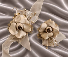 Load image into Gallery viewer, Champagne gold everlasting flowers corsage & buttonhole AB2106 - School formal, prom, graduation
