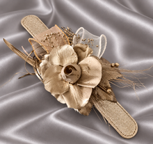 Load image into Gallery viewer, Champagne gold everlasting flowers snap lock corsage & buttonhole AB2107 - School formal, prom, graduation