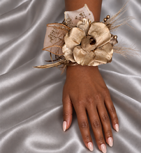 Load image into Gallery viewer, Champagne gold everlasting flowers snap lock corsage & buttonhole AB2107 - School formal, prom, graduation