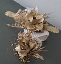 Load image into Gallery viewer, Champagne gold everlasting flowers snap lock corsage & buttonhole AB2107 - School formal, prom, graduation