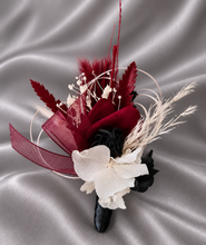 Load image into Gallery viewer, Black, burgundy & white corsage & buttonhole set AB2110 - School formal, prom, graduation, wedding