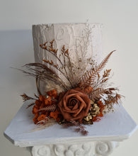 Load image into Gallery viewer, AB2112 - Rustic everlasting flowers cake topper terracotta - engagement, wedding, birthday, event