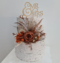 Load image into Gallery viewer, AB2112 - Rustic everlasting flowers cake topper terracotta - engagement, wedding, birthday, event