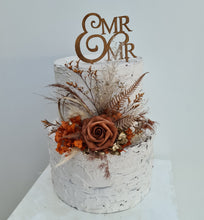 Load image into Gallery viewer, AB2112 - Rustic everlasting flowers cake topper terracotta - engagement, wedding, birthday, event
