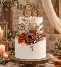 Load image into Gallery viewer, AB2112 - Rustic everlasting flowers cake topper terracotta - engagement, wedding, birthday, event
