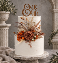 Load image into Gallery viewer, AB2112 - Rustic everlasting flowers cake topper terracotta - engagement, wedding, birthday, event