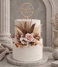 Load image into Gallery viewer, AB2113 Boho everlasting flowers cake topper creamy - engagement, wedding, birthday, event