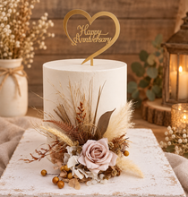 Load image into Gallery viewer, AB2113 Boho everlasting flowers cake topper creamy - engagement, wedding, birthday, event