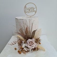 Load image into Gallery viewer, AB2113 Boho everlasting flowers cake topper creamy - engagement, wedding, birthday, event