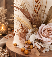 Load image into Gallery viewer, AB2113 Boho everlasting flowers cake topper creamy - engagement, wedding, birthday, event