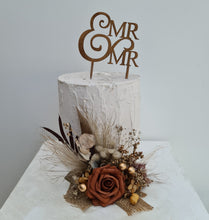 Load image into Gallery viewer, AB2114 Rustic everlasting flowers cake topper terracotta - engagement, wedding, birthday, event