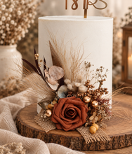 Load image into Gallery viewer, AB2114 Rustic everlasting flowers cake topper terracotta - engagement, wedding, birthday, event