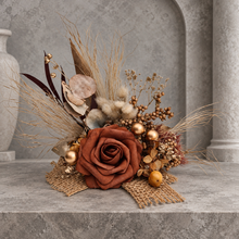 Load image into Gallery viewer, AB2114 Rustic everlasting flowers cake topper terracotta - engagement, wedding, birthday, event